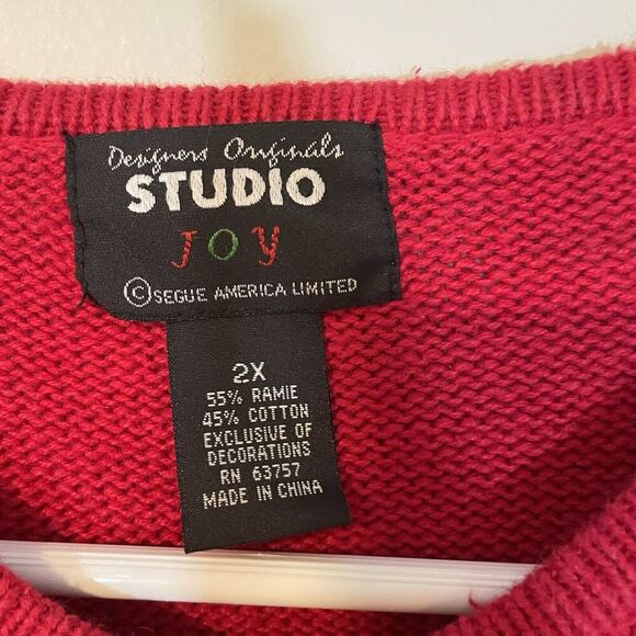 Designers Originals Studio Vintage Womens 2X Christmas Sweater Cardigan Trees - Picture 3 of 7